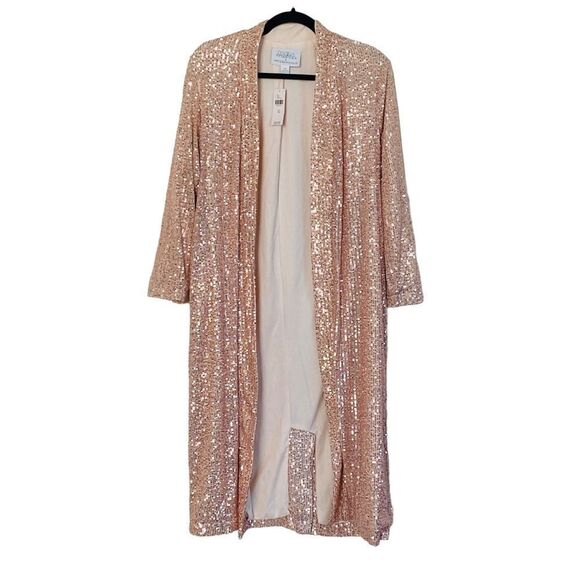 Anthropologie x Mare Mare Rose Gold Sequin Open Duster Sz XS NWT - Picture 5 of 16